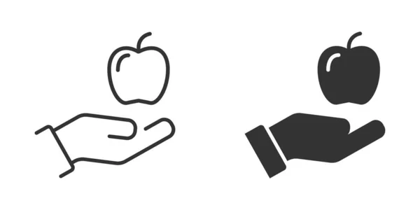 Icône Apple Main Main Tenant Une Pomme Icône Fruits Illustration — Image vectorielle