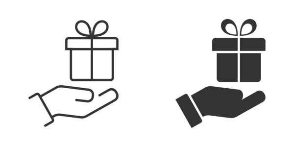 Hand Gift Icon Gift Box Palm Vector Illustration — Vetor de Stock