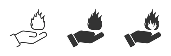 Χέρι Που Κρατά Ένα Εικονίδιο Φωτιά Vector Εικονογράφηση — Διανυσματικό Αρχείο