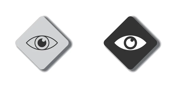 Eye Symbol Flat Button Shadow Vector Illustration — Stok Vektör