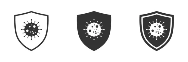 Virus Protection Icon Bacteria Icon Shield Coronavirus Protection Symbol Vector — Stok Vektör