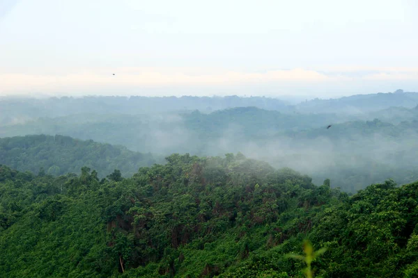 ブキッ テンガロンの山頂には緑豊かな森 澄んだ青い空 そしてとても美しい建物があります — ストック写真