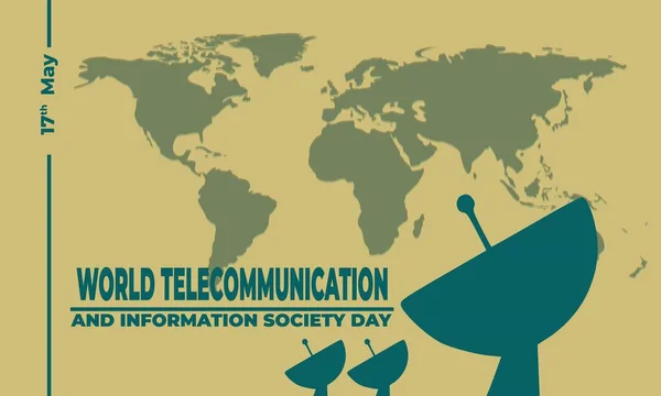 Día Mundial Las Telecomunicaciones Sociedad Información Vector Antecedentes Ilustración Texto — Vector de stock