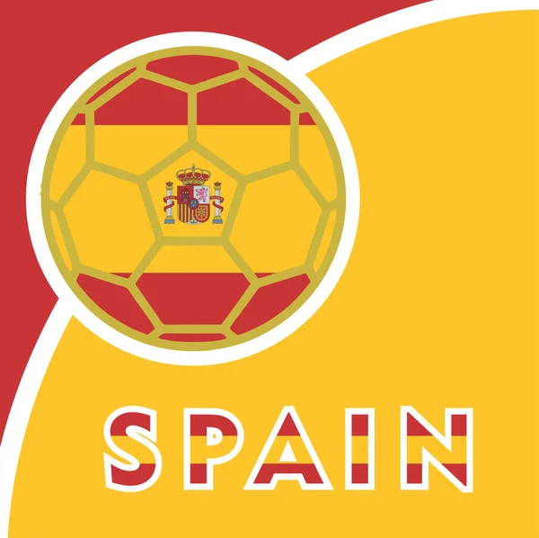 Espagne Team Flag Soccer Ball Logo Coupe Monde Avec Drapeau — Image vectorielle