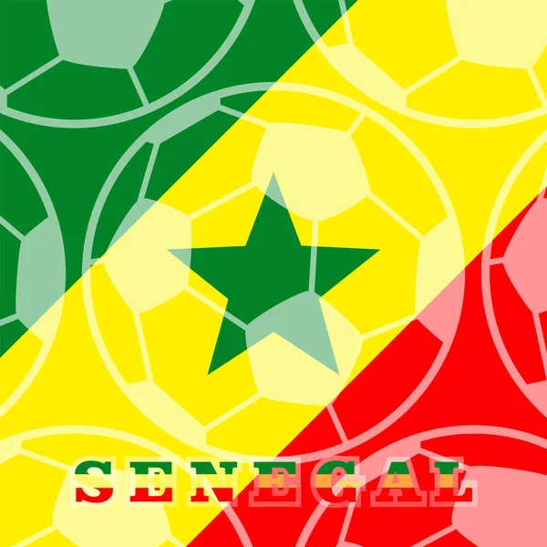 Senegal Takım Bayrak Futbol Topu, Senegal bayrağı olan dünya kupası logosu, vektör illüstrasyonu ve metin