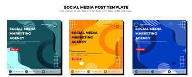Yeşil Sarı ve Mavi Vektör Sosyal Medya Şablonu, vektör sanat illüstrasyonu ve metin, Basit ve Zarif Tasarım Tam Renkli