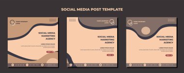  Kahverengi Vektör Sosyal Medya Posta Şablonu, vektör sanat illüstrasyonu ve metin