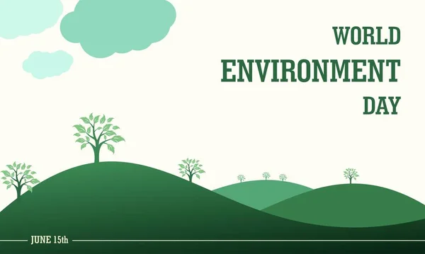 Journée Mondiale Environnement Design Vectoriel Vert Illustration Vectorielle Texte — Image vectorielle