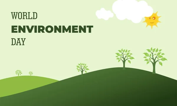 World Environment Day Green Vector Design Vector Illustration Text — Stock Vector