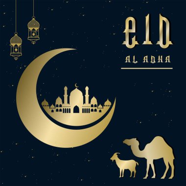 Altın ve mavi İslami arka plan dekoratif süs çerçeveli Premium Vektör