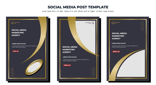 Gold Vector Social Media Post Template, vector art illustration and text