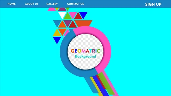 ランディングページ Geometricデジタルマーケティングカバーとウェブバナーテンプレートプレミアムベクトル — ストックベクタ