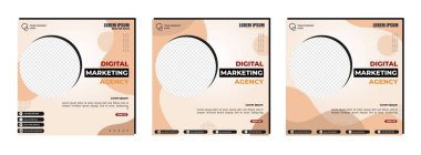 Çevrimiçi dijital pazarlama için sosyal medya paylaşımları modern tasarım şablonu oluşturur