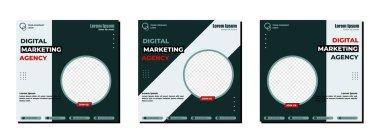 Çevrimiçi dijital pazarlama için sosyal medya paylaşımları modern tasarım şablonu oluşturur