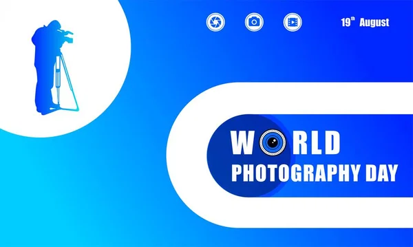 Día Mundial Fotografía Diseño Perfecto Con Lente Ilustración Vectorial Texto — Vector de stock