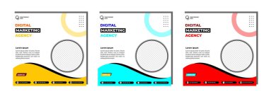 Çevrimiçi dijital pazarlama için sosyal medya paylaşımları modern tasarım şablonu oluşturur