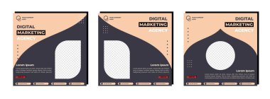 Çevrimiçi dijital pazarlama için sosyal medya paylaşımları modern tasarım şablonu oluşturur