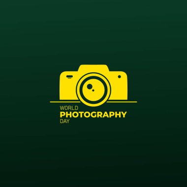 dünya fotoğraf günü, lensli, vektör illüstrasyonlu ve metinli mükemmel tasarım.
