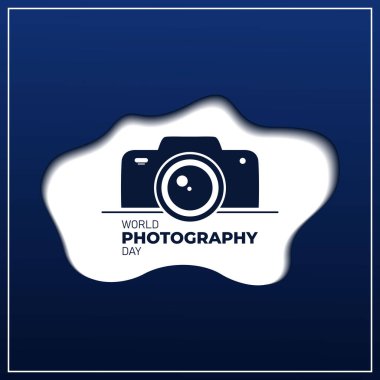 dünya fotoğraf günü, lensli, vektör illüstrasyonlu ve metinli mükemmel tasarım.