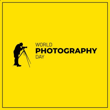 dünya fotoğraf günü, lensli, vektör illüstrasyonlu ve metinli mükemmel tasarım.