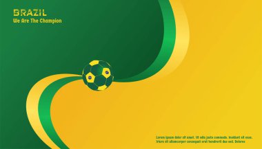 vector background brazil flag with ball soccer , vector illustration and text, perfect color combination