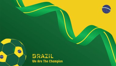 vector background brazil flag with ball soccer , vector illustration and text, perfect color combination