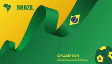 vector background brazil flag with ball soccer , vector illustration and text, perfect color combination