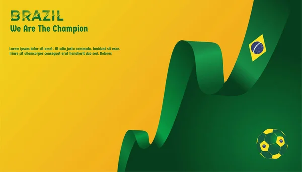 Vector Background Brazil Flag Ball Soccer Vector Illustration Text Perfect — Stockvektor