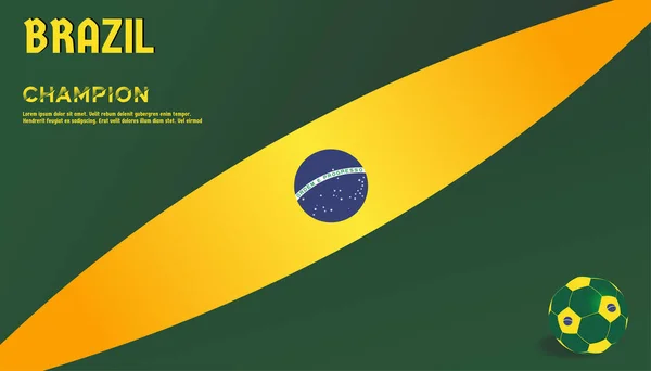 Векторный Флаг Бразилии Мячом Векторная Иллюстрация Текст Идеальная Цветовая Комбинация — стоковый вектор