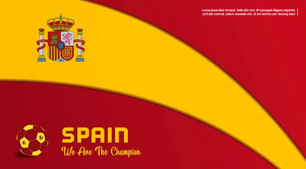 Векторный Фон Испанский Флаг Мячом Футбол Векторная Иллюстрация Текст Идеальная — стоковый вектор
