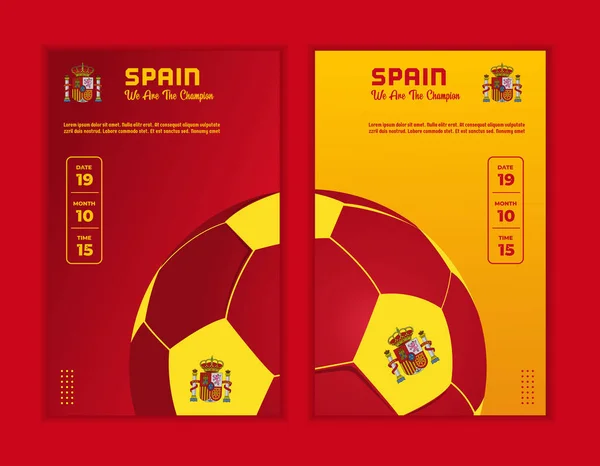 Векторный Фон Испанский Флаг Мячом Футбол Социальные Медиа Шаблон Идеальная — стоковый вектор