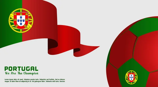 vector background Portugal flag with ball soccer , social media template, perfect color combination