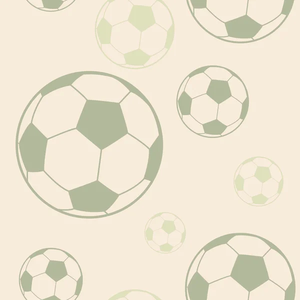 Seamless Pattern Isolated Football Soccer Ball Beige Background Vector Illustration — Stock Vector