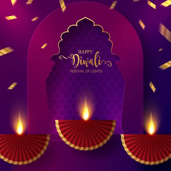 Diwali Deepavali Oder Dipavali Das Fest Der Lichter Indien Mit — Stockvektor