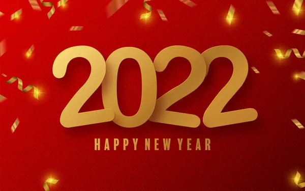 2022年新年快乐圣诞设计模板 用于贺卡或品牌 卡片的设计2022年新年快乐 剪纸艺术和工艺风格以纸张为背景 — 图库矢量图片
