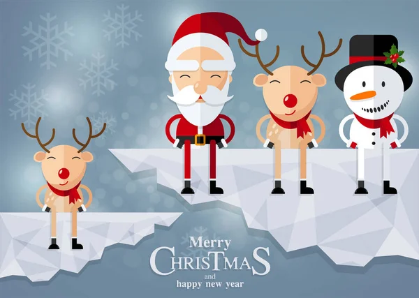 Boldog Karácsonyt Boldog Karácsonyi Társakat Mikulás Hóember Rénszarvas Manó Karácsonyi — Stock Vector
