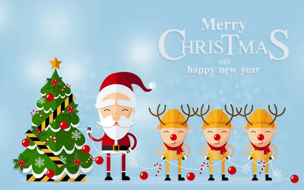 Veselé Vánoce Veselé Vánoce Přátelé Santa Claus Sněhulák Sob Elf — Stockový vektor