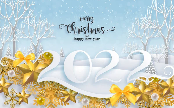 Feliz Navidad Feliz Año Nuevo 2022 Santa Claus Muñeco Nieve — Vector de stock