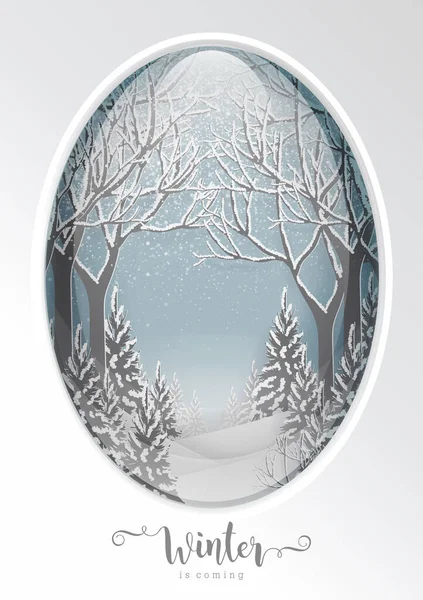 2022 Les Sněhem Vánočním Zimním Období Papírové Umění Digitální Řemeslný — Stockový vektor