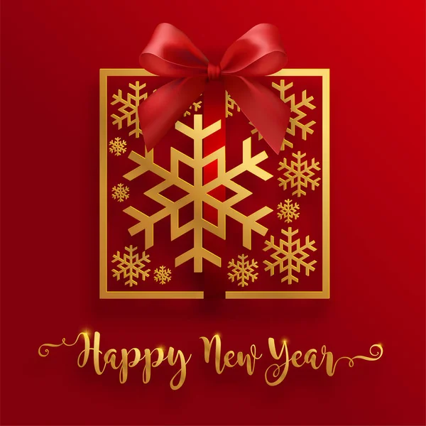 Веселого Різдва Щасливого Нового 2022 Року Золотим Візерунком Кришталиками Паперовому — стоковий вектор