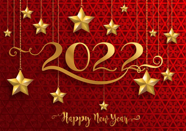 Buon Natale Felice Anno Nuovo 2022 Con Motivi Oro Cristalli — Vettoriale Stock