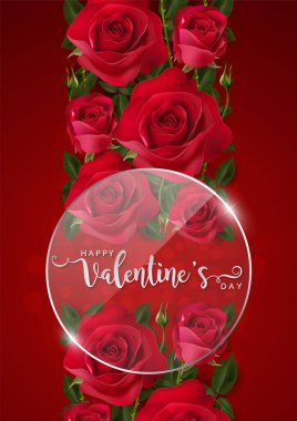 Sevgililer Günü tebrik kartı şablonları arkaplan renginde gül ve kalple gerçekçidir.