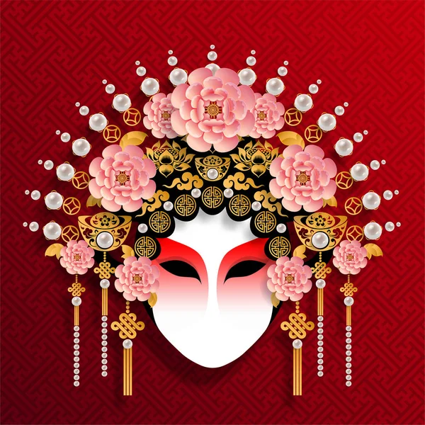 Mulher Bela Ópera Tradicional Chinesa Ilustração Vetorial Para Design Bonito — Fotografia de Stock