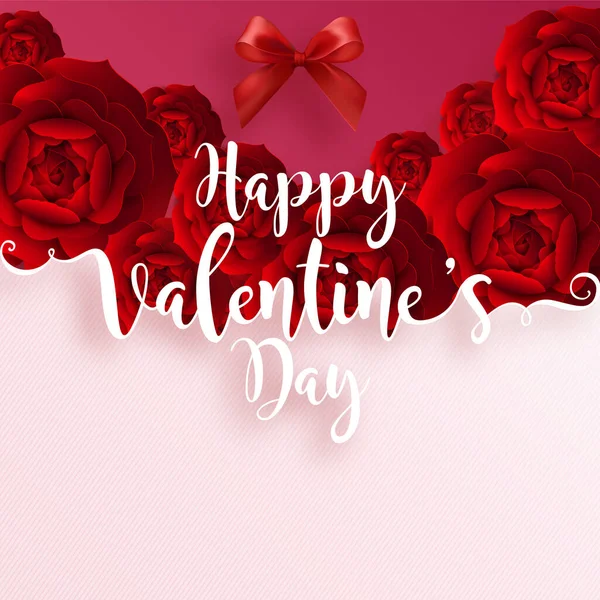Valentine Day Concept Background Illustration Vectorielle Coeurs Papier Rouge Rose — Image vectorielle