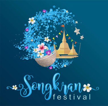 Songkran Festivali Tayland seyahat konsepti 