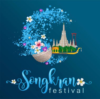 Songkran Festivali Tayland seyahat konsepti 