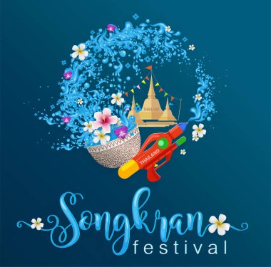 Songkran Festivali Tayland seyahat konsepti 