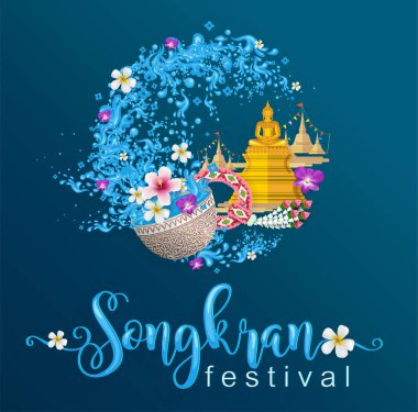 Songkran Festivali Tayland seyahat konsepti 