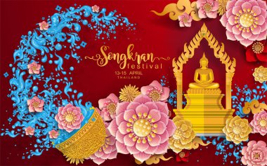 Songkran Festivali Tayland seyahat konsepti 