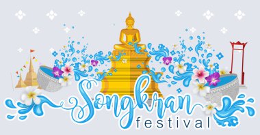 Songkran Festivali, Tayland seyahat konsepti Tayland 'da ziyaret edilecek en güzel yerler. (Tercümesi Thai: Songkran )